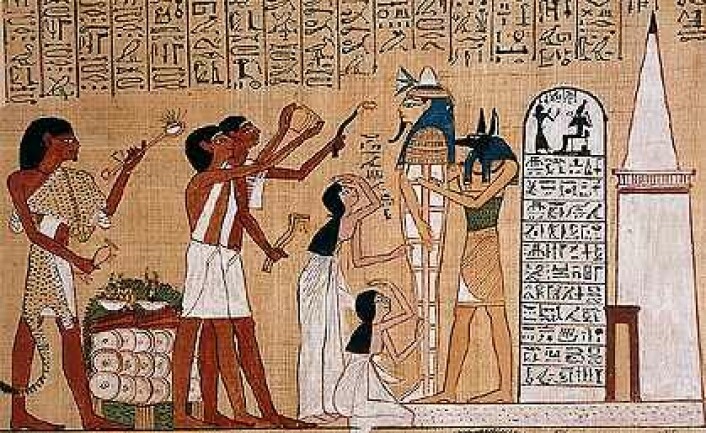 Bildet viser en papyrus av munnåpningsritualet, fra British Museum. (Foto: British Museum/Wikimedia commons)