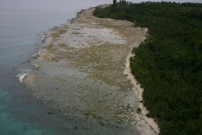 Dette området hevet seg 73 centimeter under jordskjelvene i 2007. (Foto: Science) Dette området hevet seg 73 centimeter under jordskjelvene i 2007. (Foto: Science)