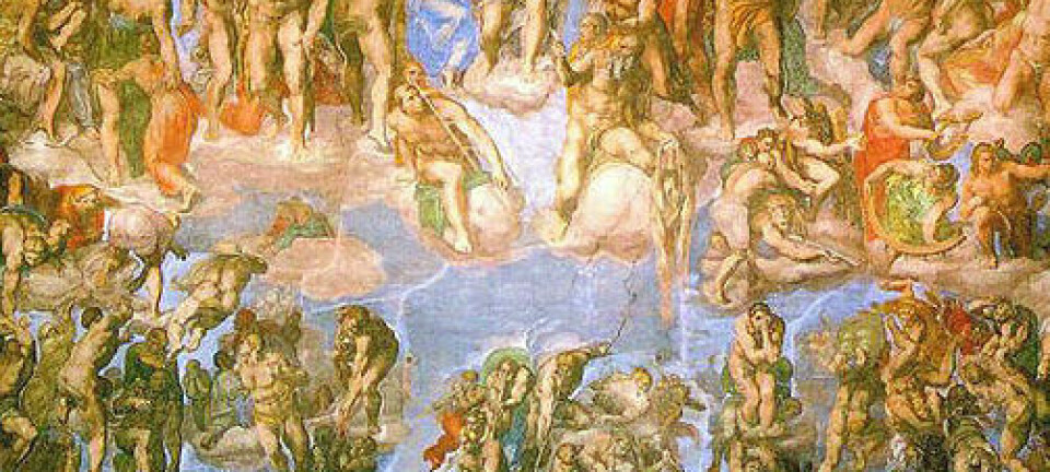 Den kristne dommedag slik den er fremstilt av Michelangelo Det sixtinske kapell i Vatikanet.