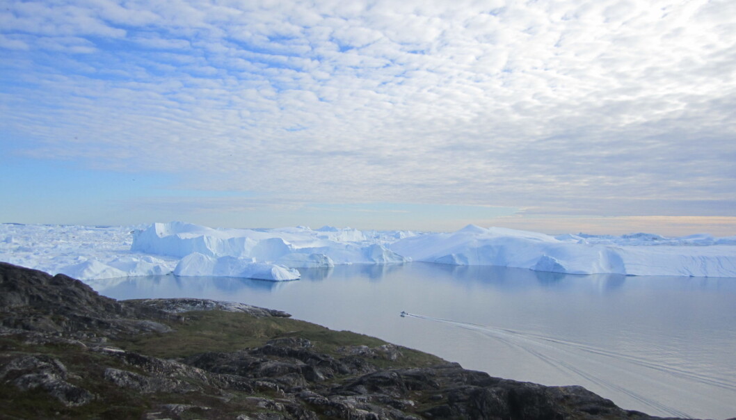 Jakobshavn-isbreen på Grønland. Jakobshavn-isbreen på Grønland.
