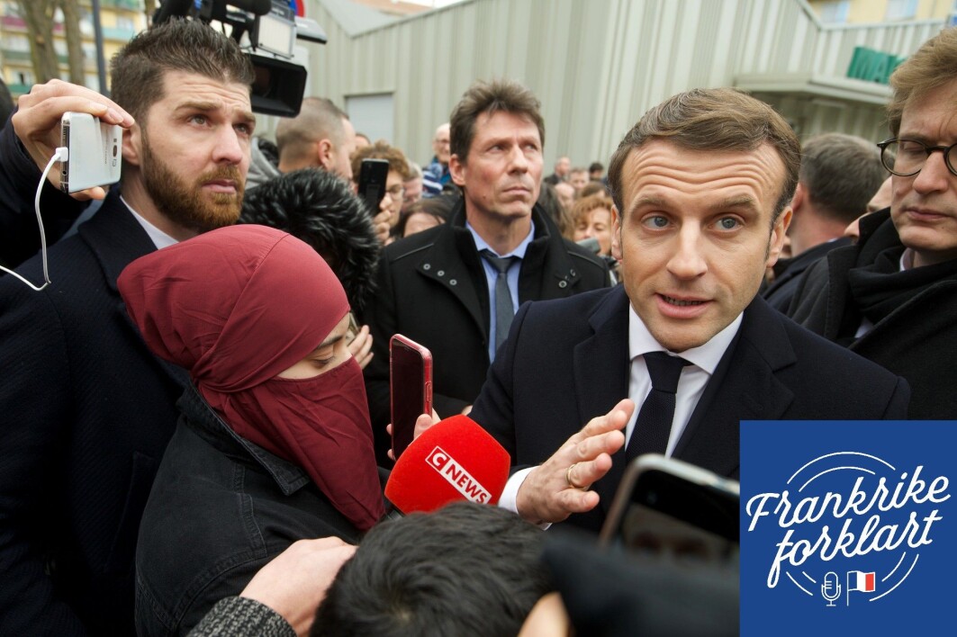 Frankrikes president Emmanuel Macron før et møte med politifolk i Bourtswiller øst i Frankrike. Her lovet Macron å ta et oppgjør med såkalt islamsk separatisme. Frankrikes president Emmanuel Macron før et møte med politifolk i Bourtswiller øst i Frankrike. Her lovet Macron å ta et oppgjør med såkalt islamsk separatisme.