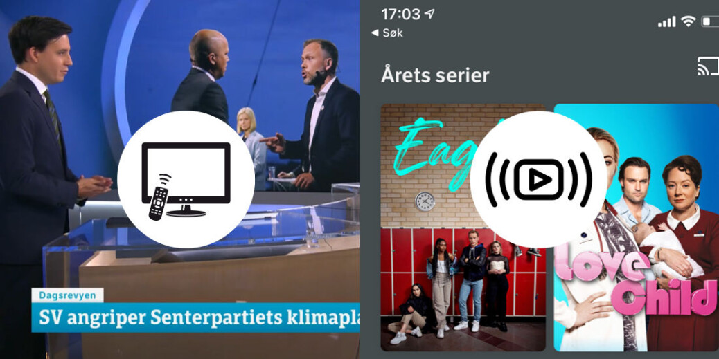 Sammensetningen på programmene til NRK og TV2 er annerledes på strømmetjenestene deres enn tilbudet de har på lineær-tv. Sammensetningen på programmene til NRK og TV2 er annerledes på strømmetjenestene deres enn tilbudet de har på lineær-tv.