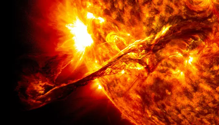 I august 2012 skjedde dette store utbruddet på sola. Da ble det sendt ut ekstra mye stråling.
