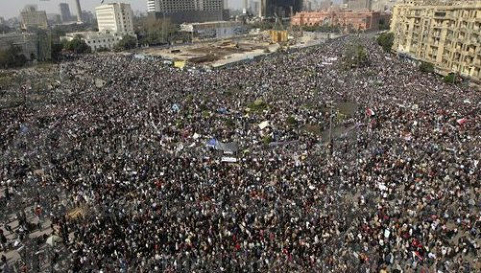Millionmarsjen til Midan Tahrir i Kairo sentrum i Egypt, 2. februar 2011. (Foto: Wikimedia Commons)