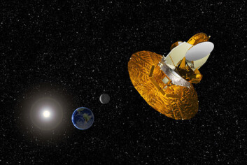 "NASAs satellitt WMAP har tatt det siste bildet av bakgrunnsstrålingen. Den ble sendt opp i 2001, og går i bane rundt Jorda fire ganger lengre ute enn Månen. (Illustrasjon: NASA/WMAP)" "NASAs satellitt WMAP har tatt det siste bildet av bakgrunnsstrålingen. Den ble sendt opp i 2001, og går i bane rundt Jorda fire ganger lengre ute enn Månen. (Illustrasjon: NASA/WMAP)"