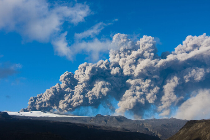 The eruption of Eyjafjallajokull in Iceland in 2010 ejected a huge ash plume into the atmosphere, which disrupted air travel for six days. But it wasn’t enough to cool the Earth significantly. The eruption of Eyjafjallajokull in Iceland in 2010 ejected a huge ash plume into the atmosphere, which disrupted air travel for six days. But it wasn’t enough to cool the Earth significantly.