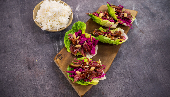 Pinnekjøttrester med østerssaus i hjertesalat med rødkål og peanøtter. Det er herlige smaker for folk med luktesansen i behold. De som har mistet eller svekket luktesansen vil kanskje bare smake søtt, salt, surt og bitter og umami. Det kan kanskje sammenlignes med å spise i svart-hvitt. Pinnekjøttrester med østerssaus i hjertesalat med rødkål og peanøtter. Det er herlige smaker for folk med luktesansen i behold. De som har mistet eller svekket luktesansen vil kanskje bare smake søtt, salt, surt og bitter og umami. Det kan kanskje sammenlignes med å spise i svart-hvitt.