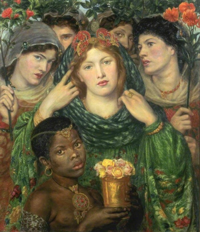Kunstneren Dante Gabriel Rossetti (1828–1882) tilhørte det prerafaelittiske brorskapet, en engelsk kunstbevegelse fra midten av 1800-tallet som satte middelalderromantikk, sterke farger og sensualitet i høysetet. Rossetti var sterkt inspirert av Høysangen. Maleriet The Beloved (den elskede) viser Shulamit med sitt følge av «Jerusalems døtre», som også opptrer i diktet. Kunstneren Dante Gabriel Rossetti (1828–1882) tilhørte det prerafaelittiske brorskapet, en engelsk kunstbevegelse fra midten av 1800-tallet som satte middelalderromantikk, sterke farger og sensualitet i høysetet. Rossetti var sterkt inspirert av Høysangen. Maleriet The Beloved (den elskede) viser Shulamit med sitt følge av «Jerusalems døtre», som også opptrer i diktet.