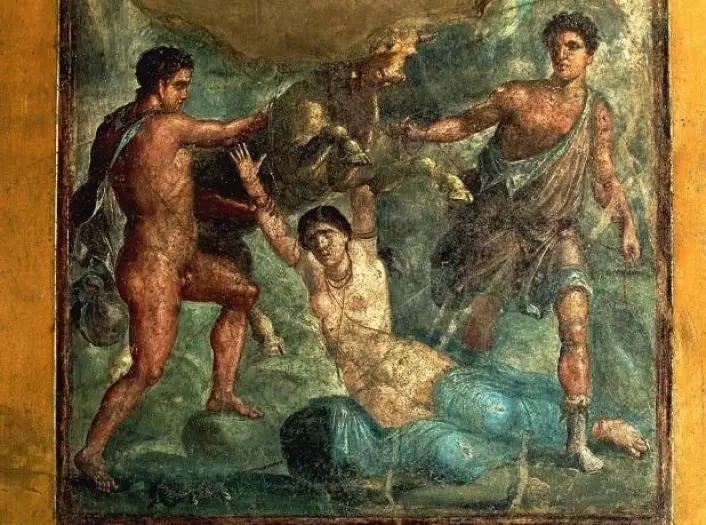 La venganza contra Dirce - romersk veggmaleri fra Pompeii. (Wikimedia Commons/public domain)