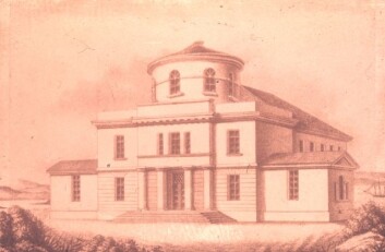 Observatoriet på Solli plass ble innviet for 175 år siden. Tegning av arkitekt Grosch. Observatoriet på Solli plass ble innviet for 175 år siden. Tegning av arkitekt Grosch.