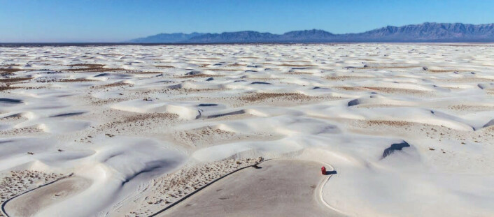 Dette er White Sands-nasjonalparken i New Mexico. Navnet er ikke så overraskende. Dette er White Sands-nasjonalparken i New Mexico. Navnet er ikke så overraskende.