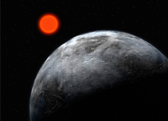 Eksoplaneten Gliese 581 d. Funnet av La Silla-observatoriets superjeger, HARPS, i 2007. Nå har HARPS fått installert verdens beste polarimeter, noe som skal hjelpe med å finne flere. (Illustrasjon: ESO) Eksoplaneten Gliese 581 d. Funnet av La Silla-observatoriets superjeger, HARPS, i 2007. Nå har HARPS fått installert verdens beste polarimeter, noe som skal hjelpe med å finne flere. (Illustrasjon: ESO)