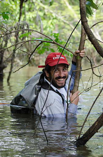 Forsker João-Campos-Silva i felten i Amazonas’ flomskoger. Forsker João-Campos-Silva i felten i Amazonas’ flomskoger.