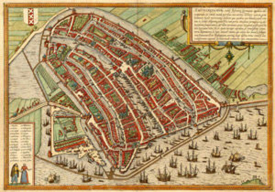 Kart over Amsterdam fra 1500-tallet.