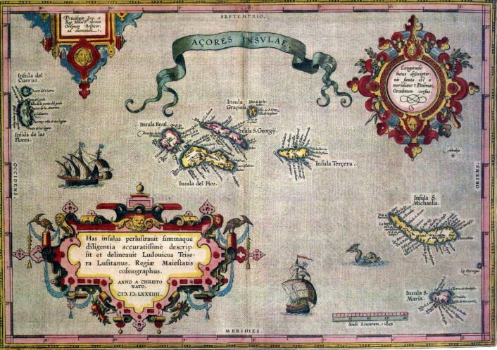 Sjøkart fra 1500-tallet som viser Azorene. Sjøkart fra 1500-tallet som viser Azorene.