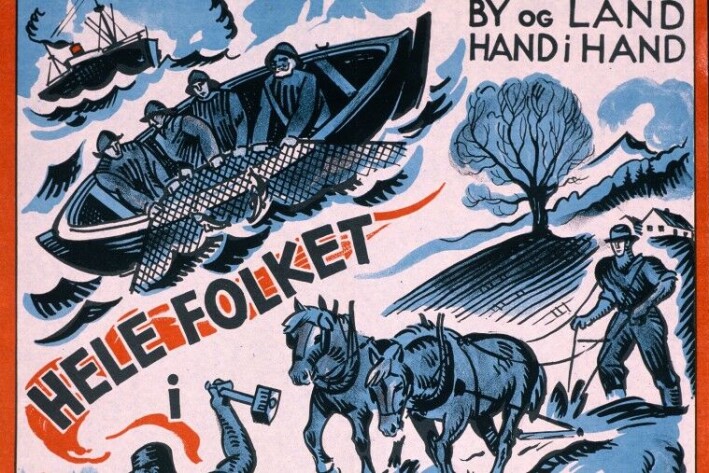 Arbeiderpartiets kjente slagord om «By og land, hand i hand» er fra Stortingsvalget i 1933. Arbeiderpartiets kjente slagord om «By og land, hand i hand» er fra Stortingsvalget i 1933.