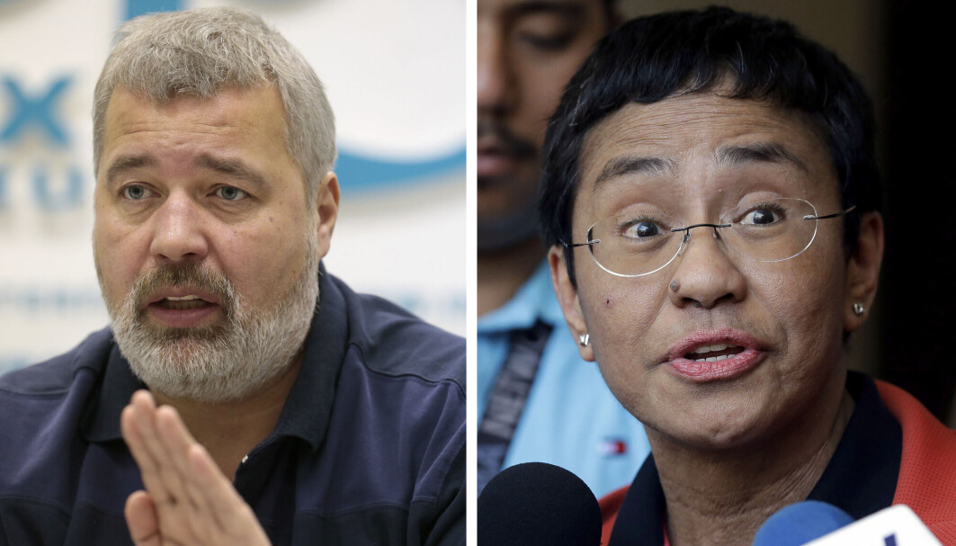 Journalistene Dmitrij Muratov og Maria Ressa er vinnerne av Nobels fredspris 2021. Journalistene Dmitrij Muratov og Maria Ressa er vinnerne av Nobels fredspris 2021.