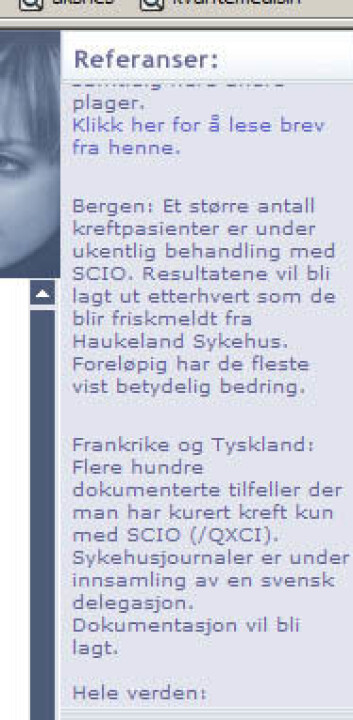 "Utsnitt av nettsida til SCIO Norge." "Utsnitt av nettsida til SCIO Norge."