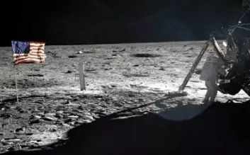 Neil Armstrong var første menneske på månen sommeren 1969. Her står han ved siden av månelanderen "Eagle". Foto: NASA.