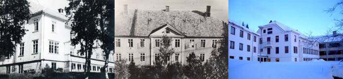 Gammelt og nytt: Gibostad Tuberkulosehjem i Troms i 1928 (til venstre og midten) og Senter for psykisk helse, avd. Gibostad (til høyre). (Foto fra avhandling: Utlånt av informant og Inger Beate Larsen) Gammelt og nytt: Gibostad Tuberkulosehjem i Troms i 1928 (til venstre og midten) og Senter for psykisk helse, avd. Gibostad (til høyre). (Foto fra avhandling: Utlånt av informant og Inger Beate Larsen)