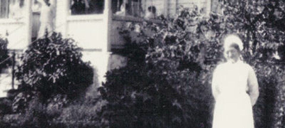 Bjørkelid Tuberkuloseheim i 1930 med styrerinne Ranveig Skjeldal. Foto: Utlånt av Ole Didrik Lærum