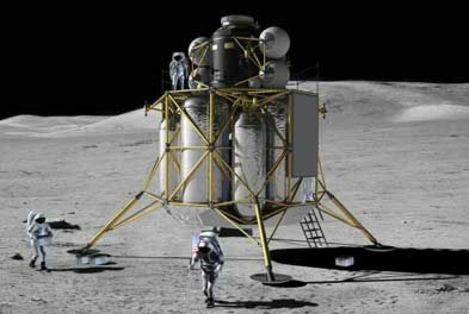 Altair skal bli den neste månelanderen, langt større enn Eagle som var der først. Illustrasjon: NASA.