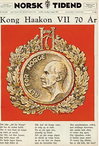 Norsk Tidend, eksilregjeringens informasjonsavis i London, laget en praktutgave til kong Haakons jubileum i 1942.