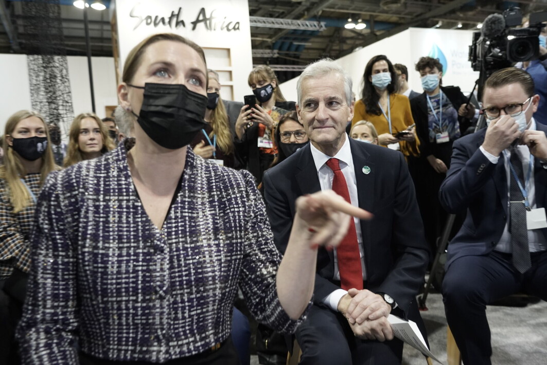Verdensledere møtes på klimatoppmøtet i Glasgow denne uken og neste. Her deltar Danmarks statsminister Mette Frederiksen og Jonas Gahr Støre på et nordisk sidearrangement tirsdag 2. november. Verdensledere møtes på klimatoppmøtet i Glasgow denne uken og neste. Her deltar Danmarks statsminister Mette Frederiksen og Jonas Gahr Støre på et nordisk sidearrangement tirsdag 2. november.