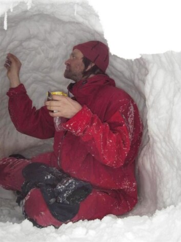 Isbjørnforsker Jon Aars leter etter isbjørnhår. (Foto: Øystein Overrein/Norsk Polarinstitutt) Isbjørnforsker Jon Aars leter etter isbjørnhår. (Foto: Øystein Overrein/Norsk Polarinstitutt)