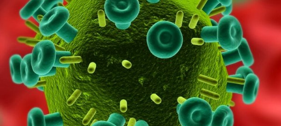 Virus med ulike proteiner på overflaten. Her et HIV-virus. Kilde: Istockphoto