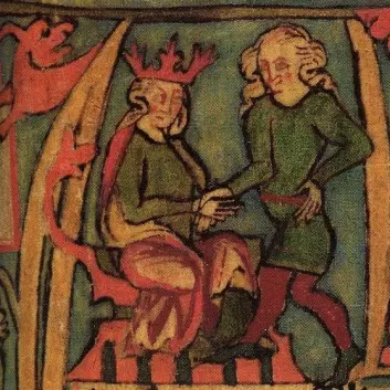 Harald Hårfagre fra det islandske manuskriptet Flateyjarbók fra 1300-tallet. (Bilde: Wikimedia Commons, se lisens)