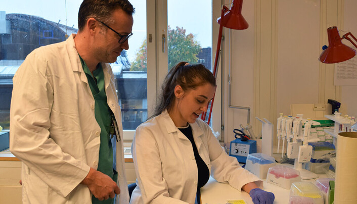Her ser Pischke på prøver sammen med stipendiat Viktoriia Chaban. Her ser Pischke på prøver sammen med stipendiat Viktoriia Chaban.