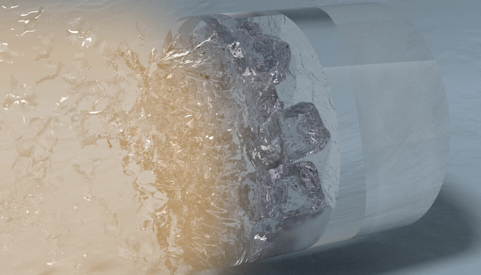 En kunstnerisk illustrasjon av den superioniske isen fra de første eksperimentene som ble gjennomført i 2019.