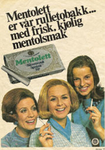 "Reklame for tobakk på 1960- og 1970-tallet rettet seg mot en kvinnerolle i endring der flere ble yrkesaktive..." "Reklame for tobakk på 1960- og 1970-tallet rettet seg mot en kvinnerolle i endring der flere ble yrkesaktive..."