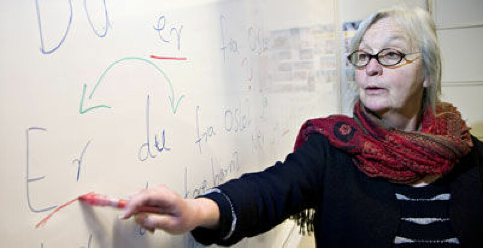 Spesialpedagog Turid Sandbakken tror Norge kan lære mye gjennom Dys-Learn-partnerskapet. Her underviser hun ved Oslo Voksenopplæring. (Foto: Truls Brekke)