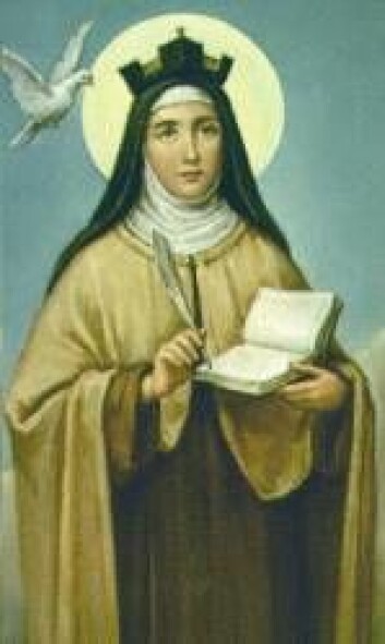 "Teresa av Avila, karmelitt og berømt mystiker." "Teresa av Avila, karmelitt og berømt mystiker."