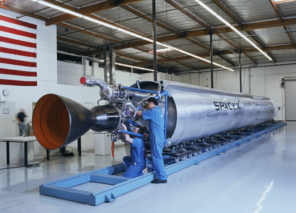 'En Falcon-rakett produsert av det private selskapet SpaceX. (Foto:SpaceX) '