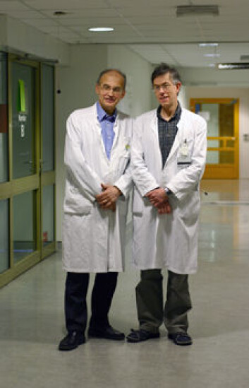 Lungeforskarar har lenge meint at KOLS er arveleg. No har Amund Gulsvik (til venstre) og Per Bakke, begge professorar ved lungeavdelinga ved Institutt for indremedisin, funne to gen som gjev større sjanse for å utvikle KOLS. Lungeforskarar har lenge meint at KOLS er arveleg. No har Amund Gulsvik (til venstre) og Per Bakke, begge professorar ved lungeavdelinga ved Institutt for indremedisin, funne to gen som gjev større sjanse for å utvikle KOLS.
