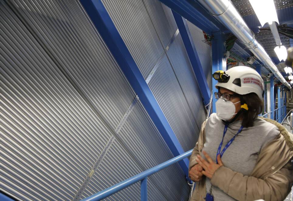 Alle de lange metallrørene er en del av myondetektoren. Hvert rør er fylt med en spesiell gassblanding, forteller Rachel Avramidou. Delene i seg selv er hyllevare fra industrien, men de er satt sammen og testet individuelt av forskerne ved CERN. Hver del i den enorme maskinen må testes, dobbelttestes og trippeltestes for å sikre at alt virker når eksperimentene kjøres i gang.