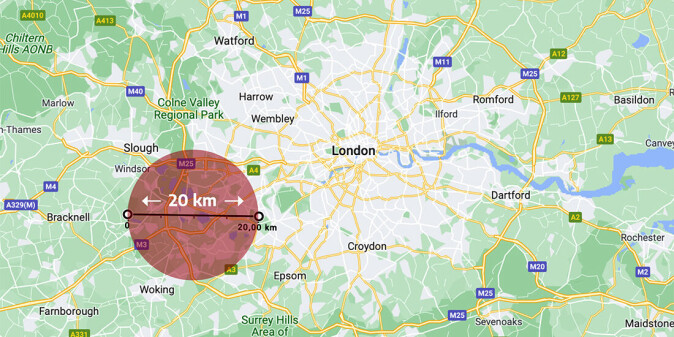 Nøytronstjerner er ekstremt tettpakket, men bittesmå. Her er en typisk nøytronstjerne sammenlignet med sentrum av London. Nøytronstjerner er ekstremt tettpakket, men bittesmå. Her er en typisk nøytronstjerne sammenlignet med sentrum av London.