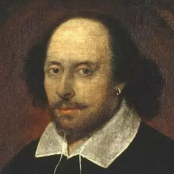 "Antakeligvis William Shakespeare, muligens malt av hans venn Richard Burbage rundt 1600. (Kilde: Wikimedia Commons)"