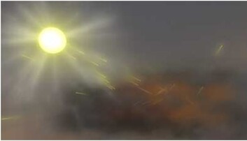 Aerosoler kan påvirke klimaet direkte ved å enten reflektere eller absorbere solas stråling. De små luftbårne partiklene slippes ut i atmosfæren fra mange kilder, som for eksempel industriell forurensing, vulkaner eller ovner. (Illustrasjon: NASA Goddard's Scientific Visualization Studio) Aerosoler kan påvirke klimaet direkte ved å enten reflektere eller absorbere solas stråling. De små luftbårne partiklene slippes ut i atmosfæren fra mange kilder, som for eksempel industriell forurensing, vulkaner eller ovner. (Illustrasjon: NASA Goddard's Scientific Visualization Studio)