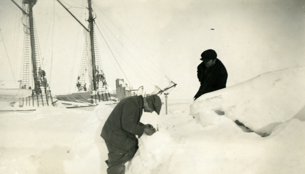 En standhaftig vitenskapshelt. Den senere verdensberømte havforskeren Harald Ulrik Sverdrup la grunnlaget for sin karriere ombord på «Maud» (1918–25). Sverdrup var direktør på Norsk Polarinstitutt fra 1948 til han døde i 1957. Foto: Norsk Polarinstitutt