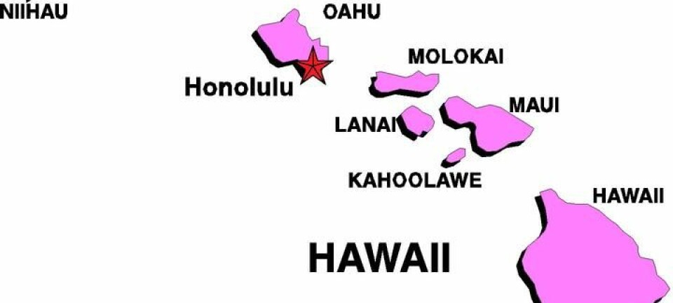 'Hawaii, og de andre vulkanøyene som ble skapt etter hvert som plata gled over en hotspot.'