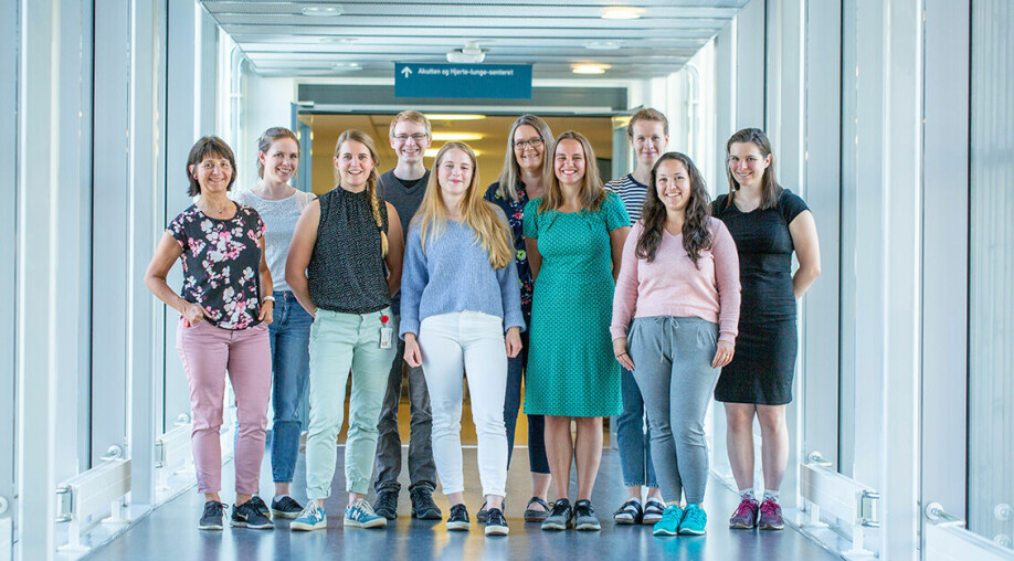 The research group from NTNU that is studying inflammation during pregnancy. From the left: Bjørg Steinkjer, Siv B. Mundal, Lobke Gierman, Anders Hagen Jarmund, Astrid Thaning, Ann-Charlotte Iversen, Johanne J. Rakner, Live Marie T. Stokkeland, Gabriela Silva and Mariell Ryssdal.