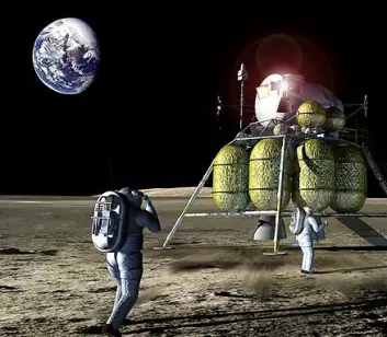 "Artemis, USAs nye månelandingsfartøy. Illustrasjon: NASA/John Frassanito and Associates"