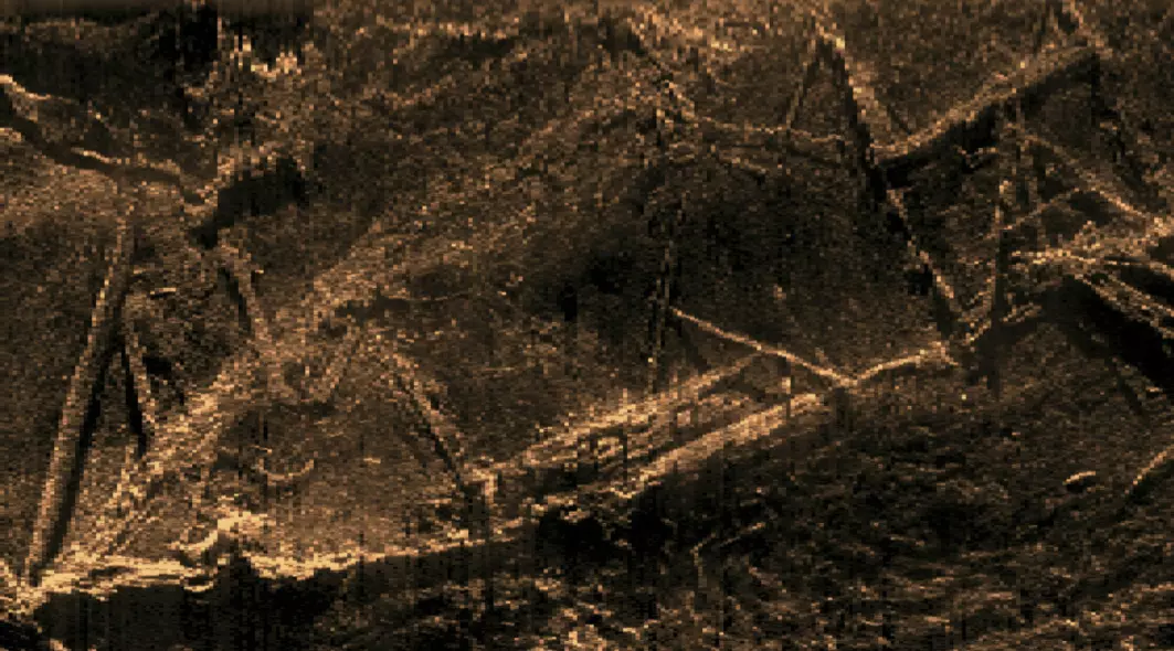 Dette sonarbildet viser vrakrestene av Clotilda i en elv i Alabama, det siste kjente amerikanske skipet som var involvert i den transatlantiske slavehandelen.