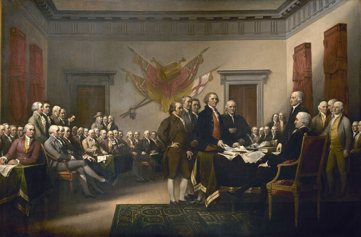 1700-tallets revolusjoner i Nord-Amerika og Frankrike var inspirert av demokratiet i Roma. (Maleri: John Trumbull) 1700-tallets revolusjoner i Nord-Amerika og Frankrike var inspirert av demokratiet i Roma. (Maleri: John Trumbull)