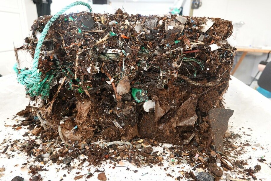 A 27-litre soil sample. The plastic from this sample will eventually break down to more than half a billion microplastic particles.