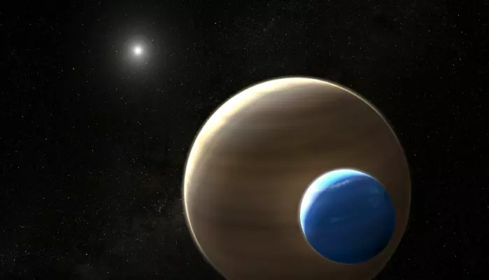 Kepler-1625b-i er en annen måne-kandidat fra et annet solsystem. Den skal være stor som Neptun og gå rundt en enda større planet.